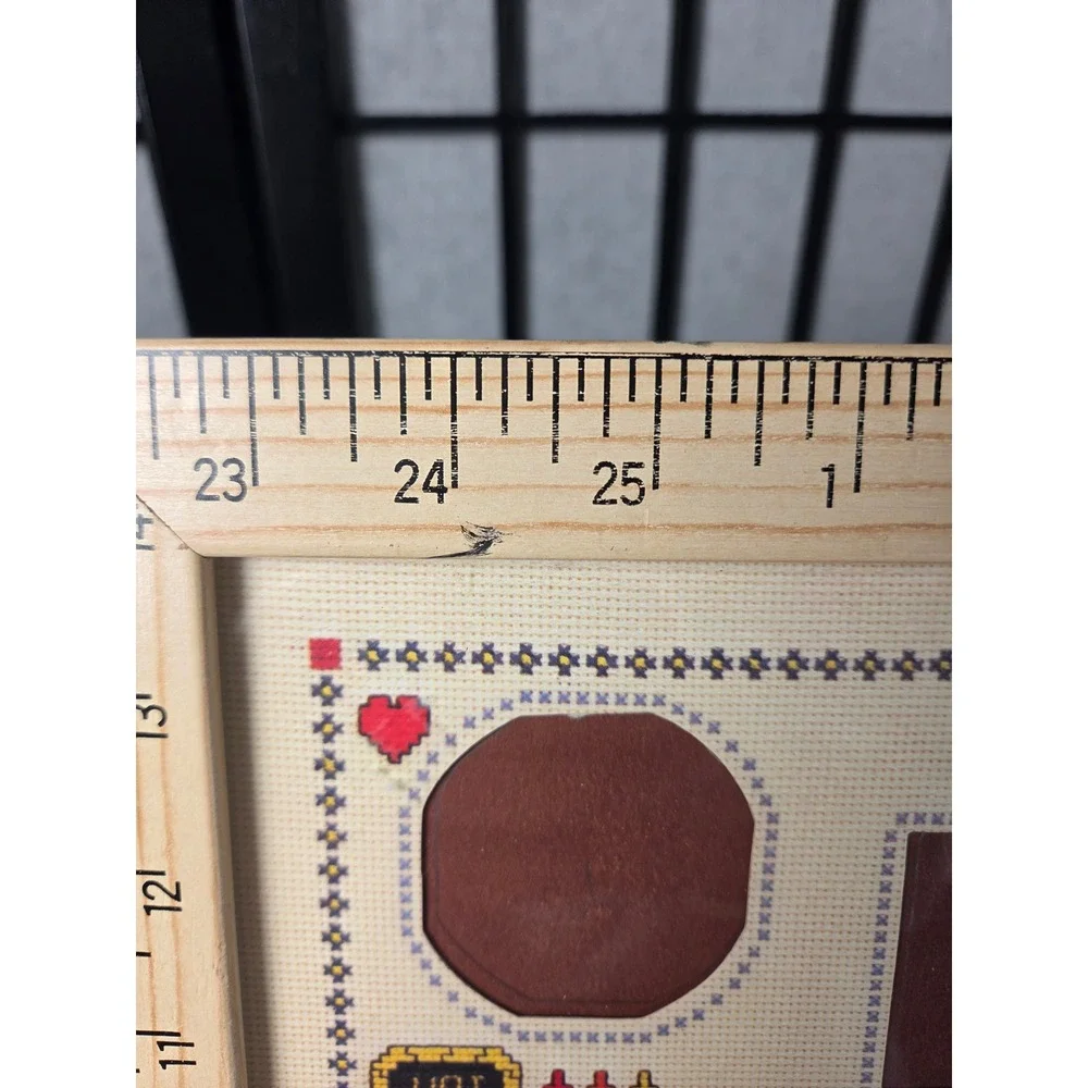 Vintage School Days Cross Stitch cottagecore Prairie Photo Frame Ruler Border